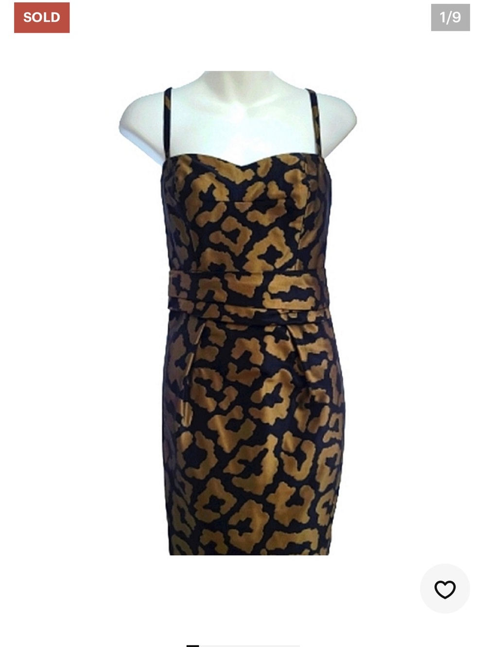 Anthropologie Etcetra Strapless Leopard Print Cocktail Dress in Black and Gold